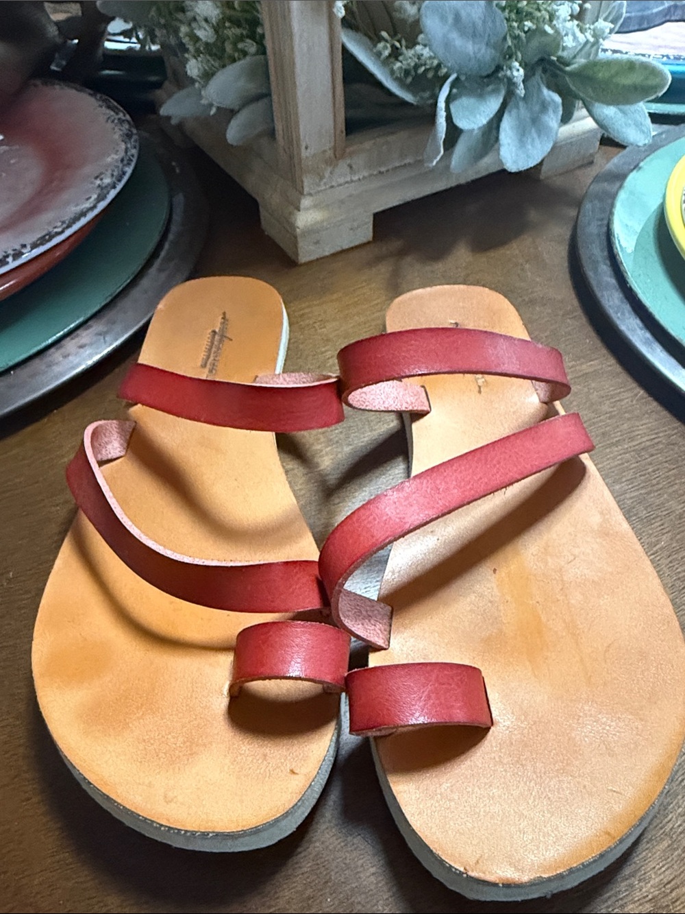 American Eagle Outfitters Women’s Red Multi-Strap Slide Sandals